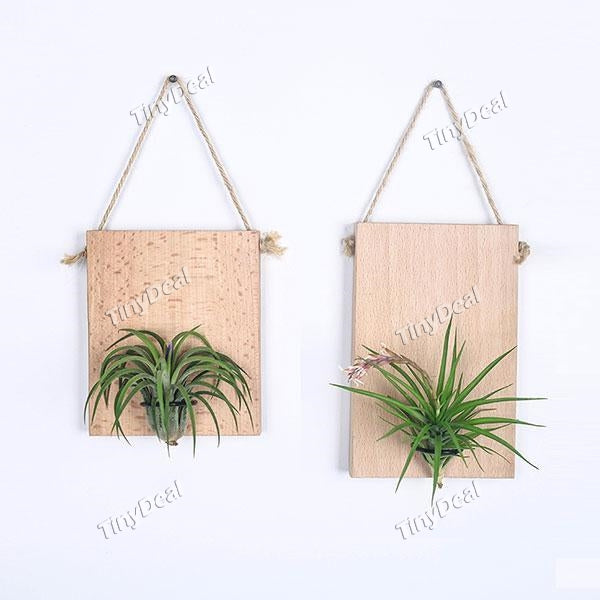 Wall Hanging Air Plant Holder Pineapple Wood Flower Pot Rack Tillandsia Planter Wood Plaque