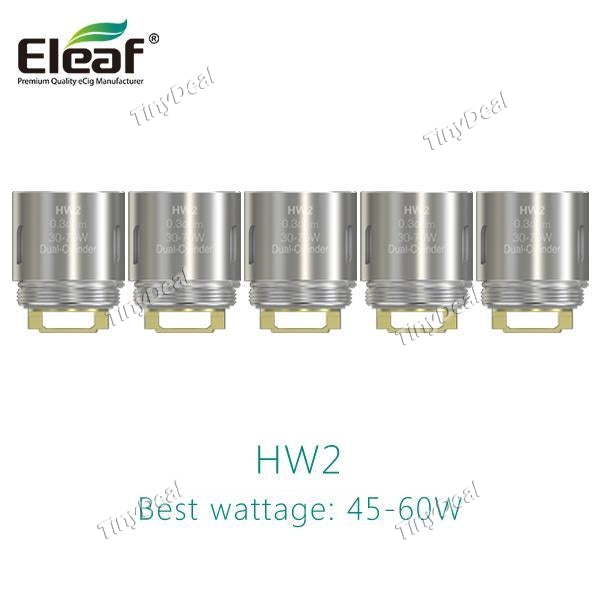Authentic Eleaf HW2 Dual-Cylinder 0.3Ω 30W-70W Coil Heads for ELLO/ELLO Mini/ELLO Mini XL (5-Pack)