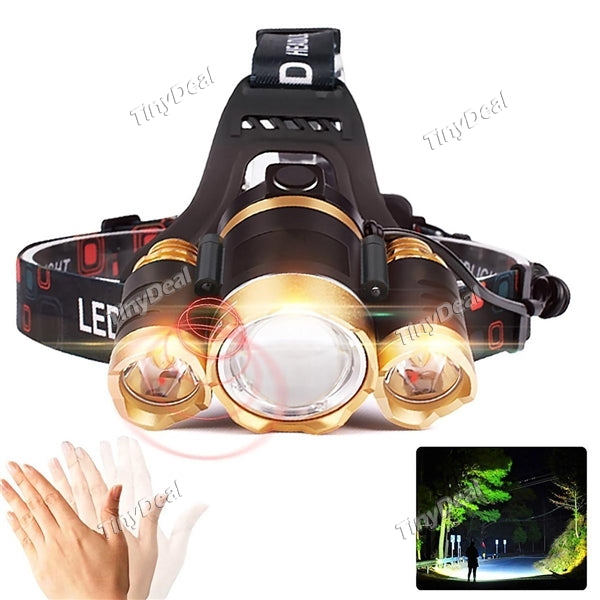 YWXLight T6 3000Lm White Light 30W Telescopic Zoom Flashlight Torch LED Headlamp for Camping