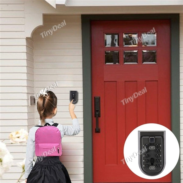 Wall Mounted Key Safe Storage Organizer Box with Combination Lock 10-Digital Password Weatherproof Cover for Home Outdoor Use