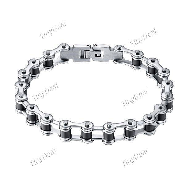 Fashionable Stainless Steel Bike Chain Cuff Bead Bracelet Bicycle Wristband Jewelry