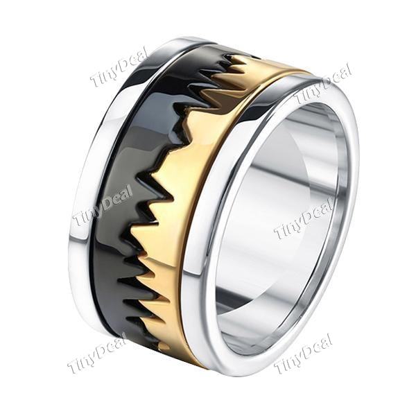 High Polished Black Golden Ring Stainless Steel Wedding Band Titanium Ring Jewelry for Men Women Size 8-12