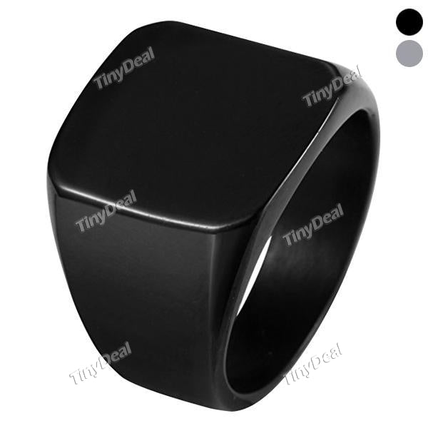 Vintage Style Polished Stainless Steel Black Silver Ring Men Signet Ring Band Titanium Ring Jewelry Size 7-10