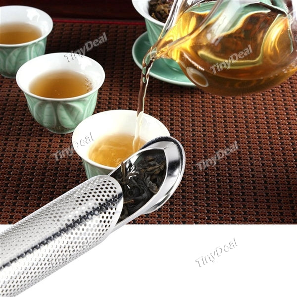 Stainless Steel Flexible Pipe Shape Mesh Tea Infuser with Hook Reusable Brew-in-Mug Strainer Filter