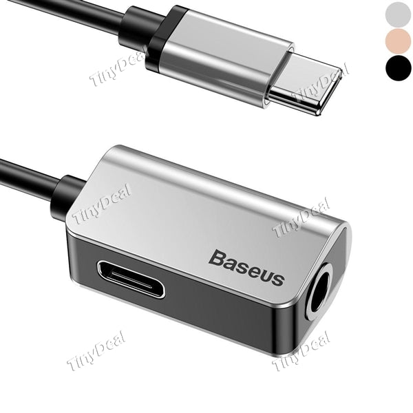 Baseus L40 Audio Splitter for Type-C Mobile phone Type-C to USB Type-C and 3.5mm Aux Audio Adapter for Music/ Charging