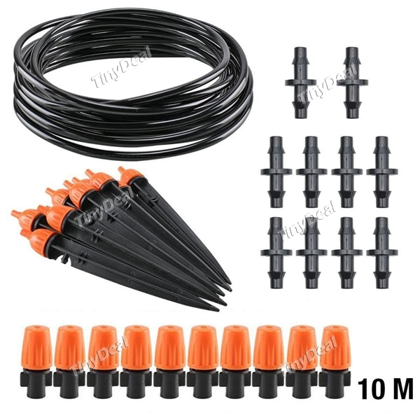 10m DIY Automatic Drip & Micro Sprinkler Kit Plant Vegetable Watering Supplies Garden Irrigation System