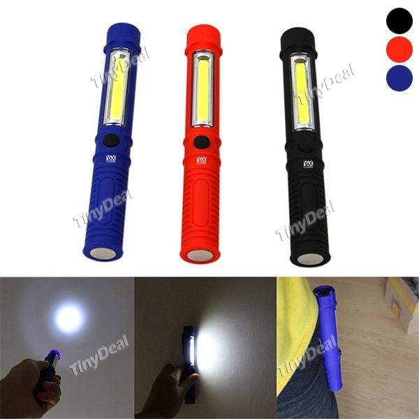 YWXLIGHT Portable 4W COB LED Flashlight Plastic Torch Lamp with Magnetic and Clip for Camping Outdoor Sport