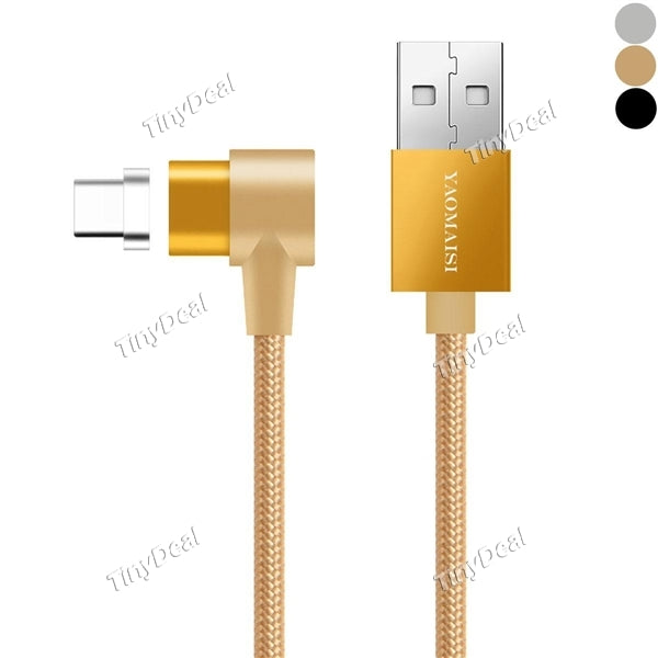 YAOMAISI Q13 1M Type-C L Shape Magnetic Fast Charging Data Cable for Samsung S8 Huawei M9 Xiaomi 5C Mi6