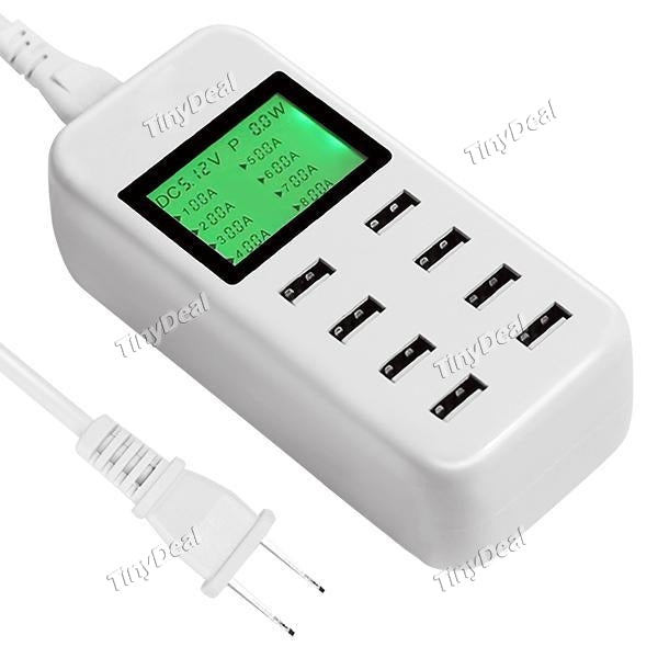 Multiple 2.4A 8 USB Ports Desktop Charger Charging Station Adapter w LCD Fast Travel Wall Socket EU/US Plug