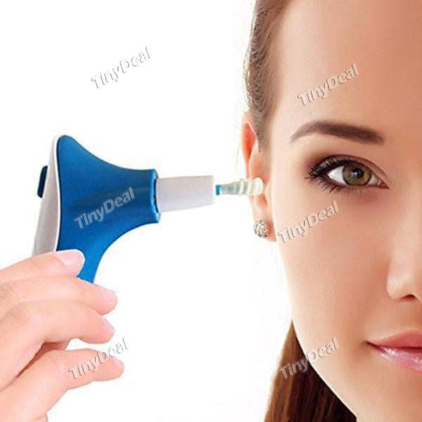 Electric Ear Wax Cleaner Remover Easy Cleaning Painless Tool w 3 Silicone Replacement Heads & LED Light