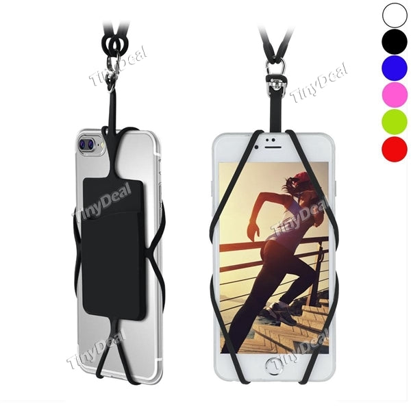 Universal 6'' Smartphone Lanyard Necklace and Wrist Strap Silicone Wallet Credit Card Bag Holder w Lanyard