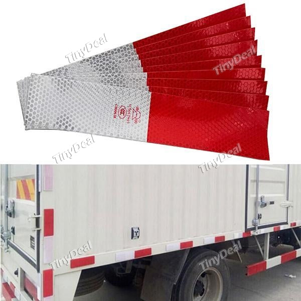 20pcs Car Reflective Sticker Warning Strip Reflective Truck Auto Night Driving Safety Secure Red White Sticker