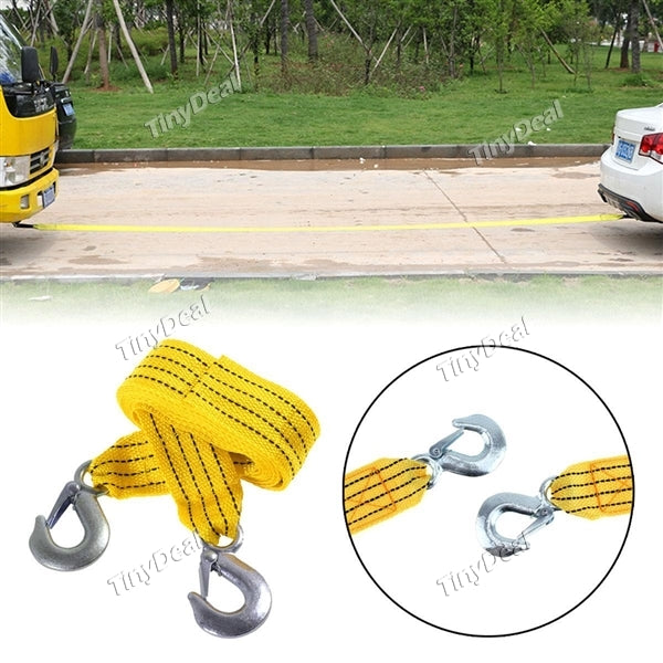 Heavy Duty Self-Rescue Car Tow Rope Strap Belt Nylon Strong Hook Towing Cable Trailer 3M 3Tons High Strength