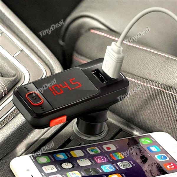 Wireless Bluetooth Hand Free Call FM Transmitter & Dual-USB Car Charger w SD/TF Card Slot & IR Remote Control