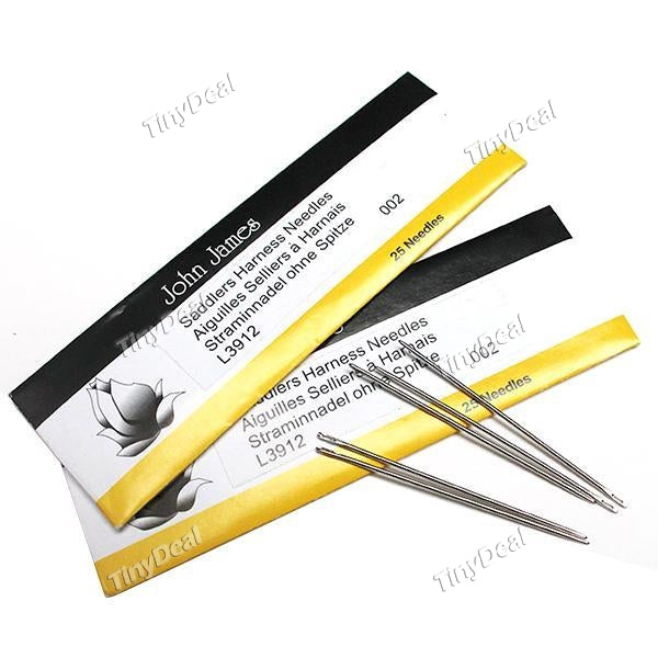 John James Saddlers Harness Needles (Size 2) (Pack of 2) Round-pointed Needle Blunt Tip for Leather Sewing