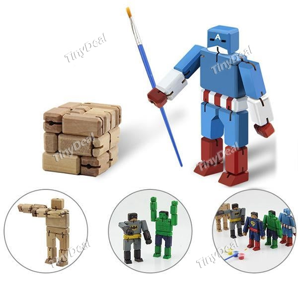 Creative DIY Wooden Deformation Robot Magic Cube Children's Toys Free Coloring Wood Magic Cube Robots