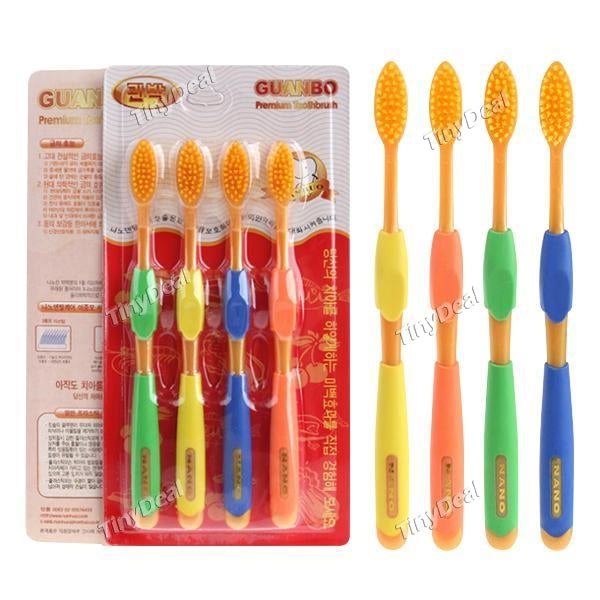 4pcs/Pack Charcoal Toothbrush Soft Gold Handle Carbon Gold Bristle Tooth Brush Adult Anti-gingival Bleeding