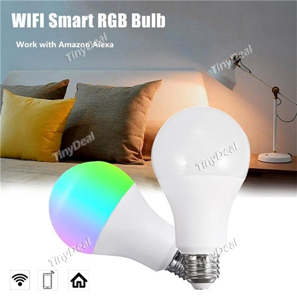 E27 Smart WiFi Light Bulb Dimmable 10W RGB LED Bulb Work with Alexa Echo/ Google Home Remote Control by Phone