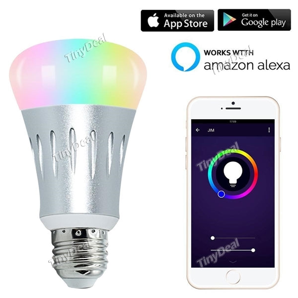 E27 Smart WiFi Bulb 7W RGB Multi Color Dimmable Light Timer App Control Work with Alexa & Google Home