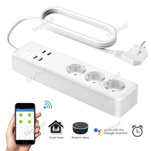 WiFi Smart Multi Socket EU Plug Power Outlet 4 USB Ports Wireless Control Smart Home for Amazon Alexa Echo