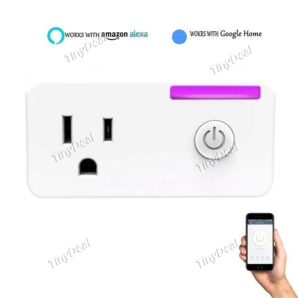 Mini WiFi Smart US Plug Outlet Work with Alexa Wireless Remote Control Timer Energy Monitoring Socket