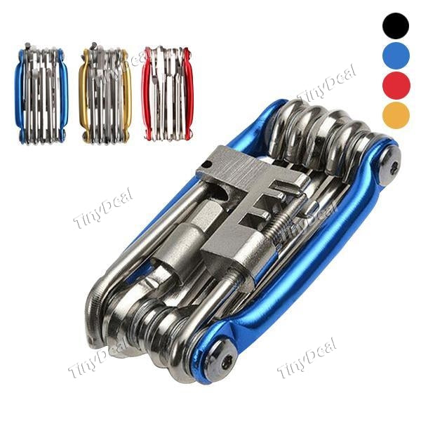 11 in 1 Mini Pocket Bicycle Repair Tool Kits Multi Function Tools with Chain Breaker/ Hex Keys/ Torx T25