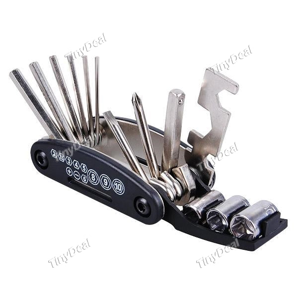 16 in 1 Multi-function Bicycle Repairing Tool Kit with 6 PC Hexagon Key Wrench Set