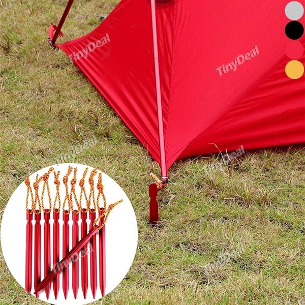 10Pcs Aluminum Alloy Outdoors Tent Stakes Pegs Ground Stakes Heavy Duty For Camping Hiking