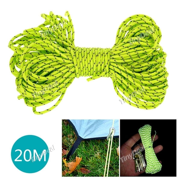20M 2.5mm Diameter Camping Tent Fixed Rope Fluorescent Reflective Cord