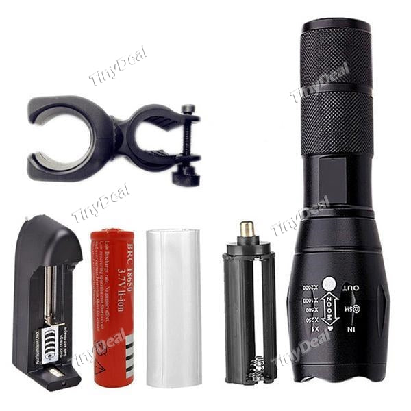 XML-T6 LED Flashlight 5 Modes 3000LM Zoomable Adjustable Focus Super Bright Tactical Torch f Hunting Camping