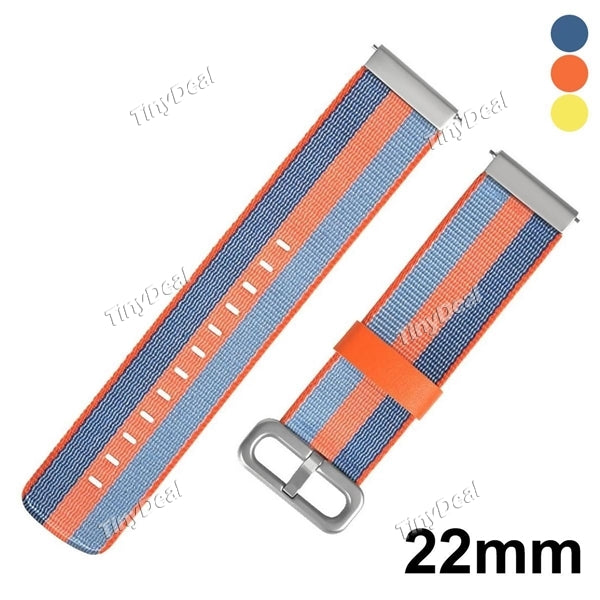 22mm Weave Canvas Watch Band Wristband Strap Replacement with Buckle Connector for Xiaomi Huami Amazfit Smart Watch