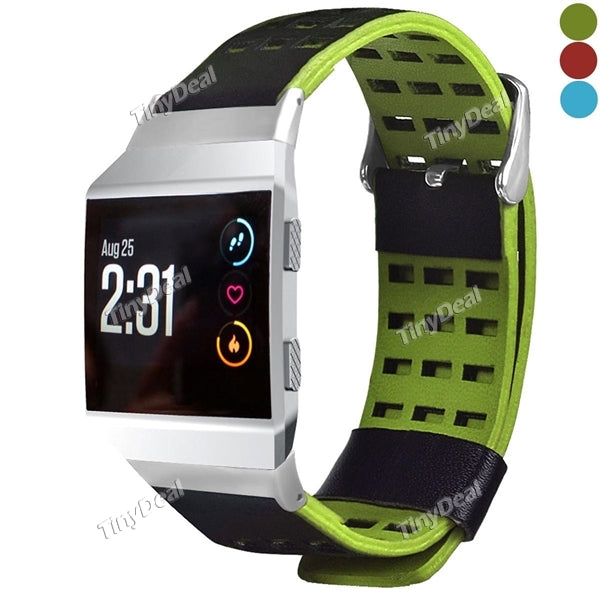 Genuine Leather Dual-color Business Sports Watch Strap Replacement for Fitbit Ionic Smart Watch