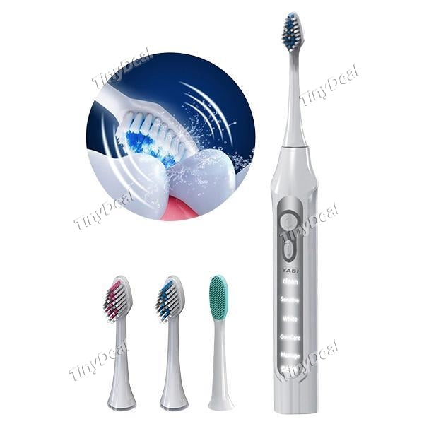 Sonic Electric Toothbrush Deep Clean Rechargeable Waterproof Toothbrush 5 Modes 2 Replacement Heads