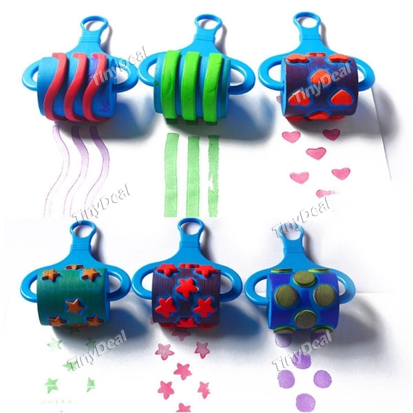 6pcs Star/Flowers Sponge Roller Paintbrush for Kids Drawing Children's Graffiti EVA Art and Craft Paint Roller – Color Assorted