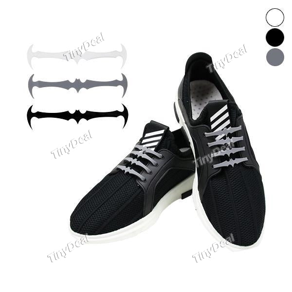 16Pcs Bat Shape Silicone Elastic Adult Children Lazy Shoelaces New Design Flexible No Tie Shoe Laces