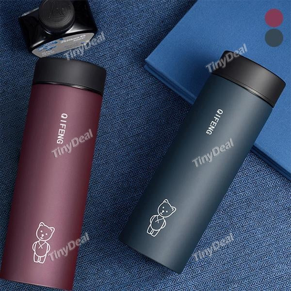 380ml Business Stainless Steel Thermos Bottles Insulation Vacuum Cup Scrub Body Bright Water Bottle