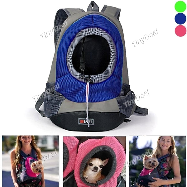 Portable Travel Dog Cat Puppy Front Carrier Bag Pet Holder w Breathable Mesh Head Out Double Shoulder Backpack