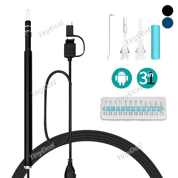 3 in 1 HD Visual Ear Cleaning Endoscope Camera Type C USB Ear Nose Throat Otoscopio Mini Earpick Instrument