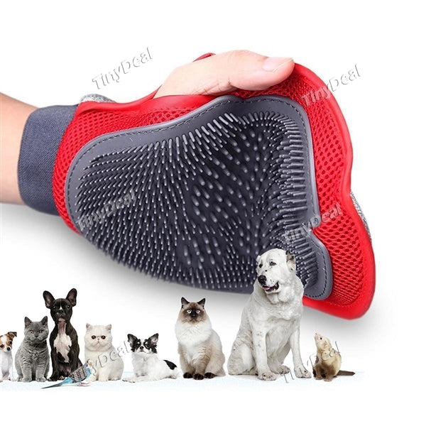 Pet Dual Sided Soft Deshedding Brush Hair Comb Dog Cat Massage Mitt Removal Bath Glove Grooming Tool