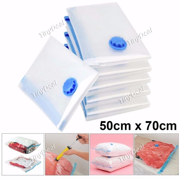 50*70cm Jumbo Vacuum Storage Bag w Double-Zip Seal Work with Vacuum Cleaner/Hand Pump Space Saver Organizer