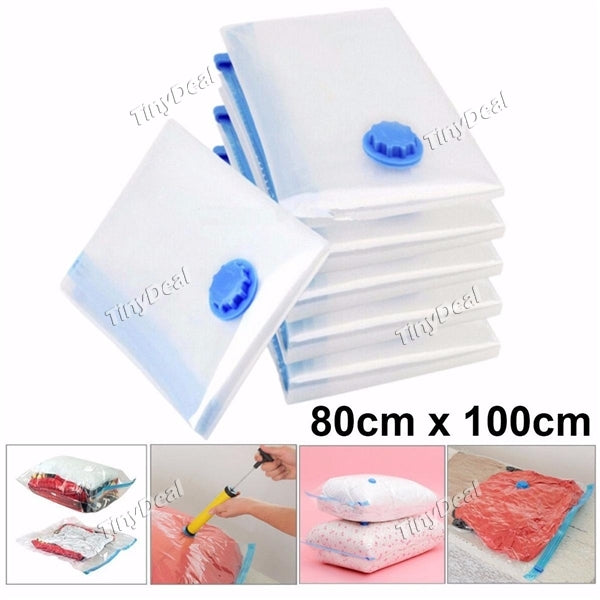 80*100cm Jumbo Vacuum Storage Bag w Double-Zip Seal Work with Vacuum Cleaner/Hand Pump Space Saver Organizer