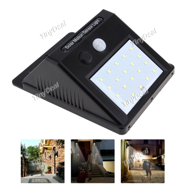 5W Solar Power 20-LED PIR Motion Sensor Outdoor Wall LED Light IP65 Waterproof Night Security Bulb Street Yard Path Garden Lamp