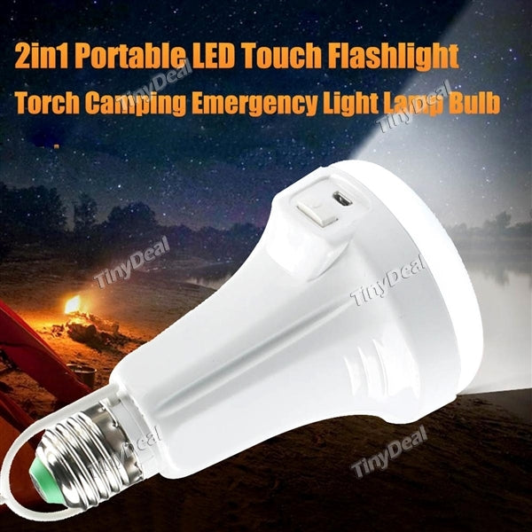 2-in-1 Portable Intelligent Led Emergency Light Bulb USB Interface Rechargeable Emergency Touch Flashlight E27-5630