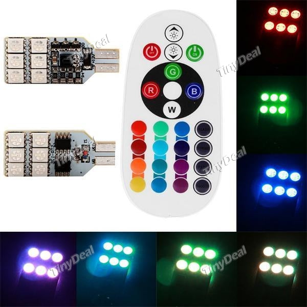 RGB T10 5050 12SMD Auto Remote Controlled Colorful Led Lamp Reading Lamp Strobe Light Atmosphere Lamp