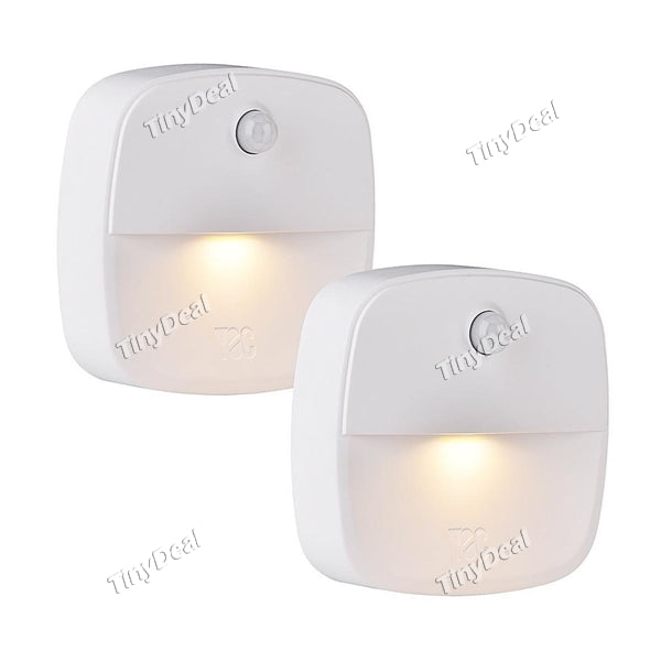 2 Pcs Night LED Light PIR Motion Sensor Indoor Warm White Wall LED Light Energy Efficient Light