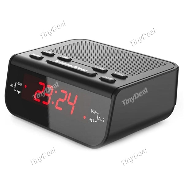 CR-246-EU LED Digital Alarm Clock FM Radio with Dual Alarm Buzzer Snooze Sleep Function AM/FM Dual Band Time Display Clock