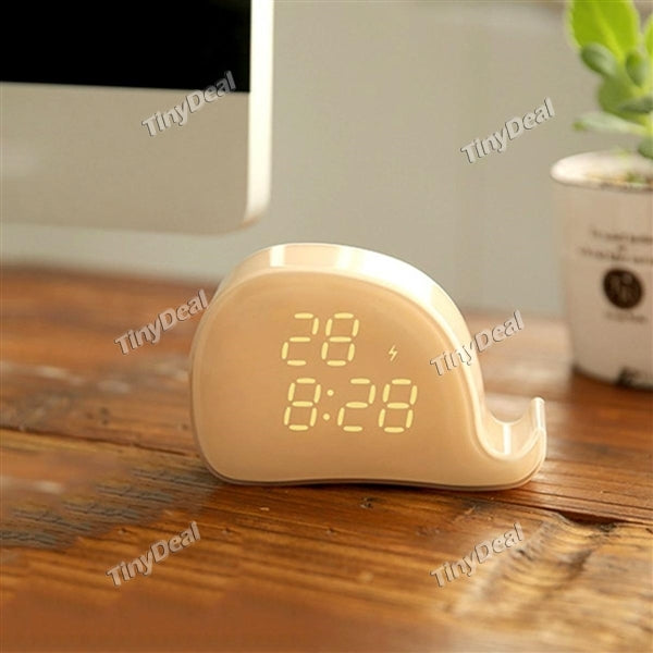 LED Whale Electronic Digital Wake-up Alarm Clock Display Time Date Indoor Temperature for Office Bedroom