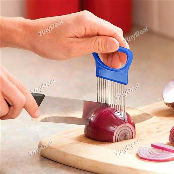 1/2/5/10 pcs Easy Cut Onion Slicer Holder Fork Vegetable Slicer Tomato Cutter Metal Meat Needle Gadgets