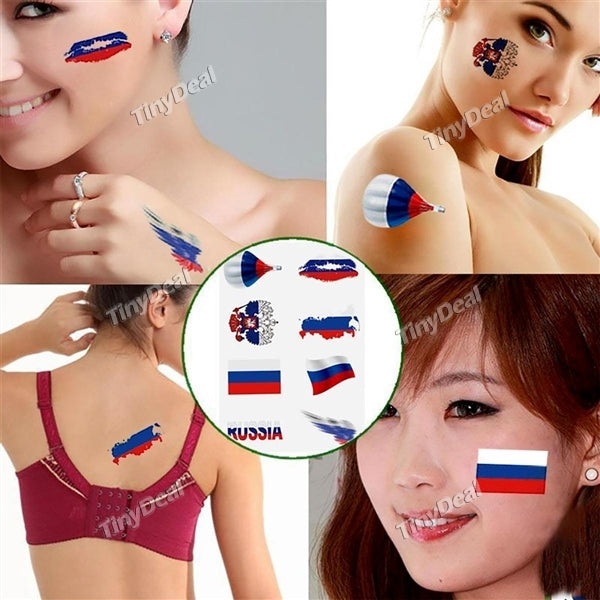 Creative 2018 Russian Flag Temporary Tattoo Sticker Temporary Tattoo Flag