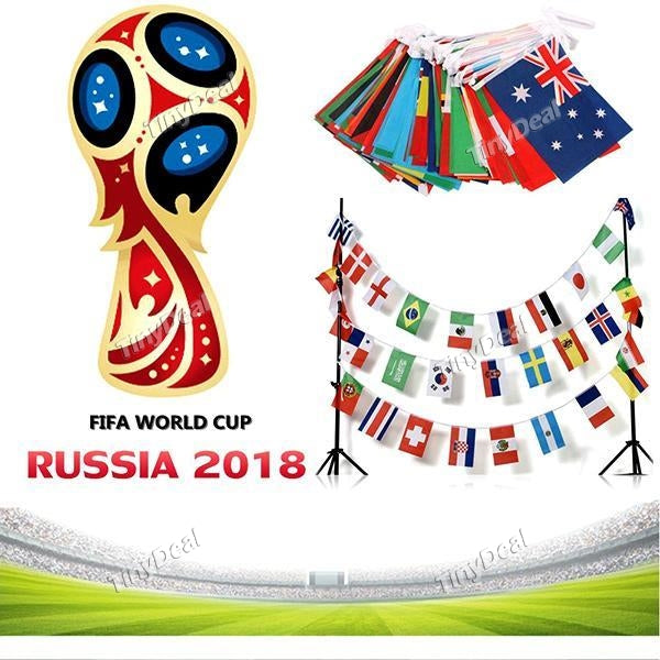 100pcs String Flags for 2018 Russian FIFA World Cup String Flag Country World Banner Bunting for Bar Home Party Decoration